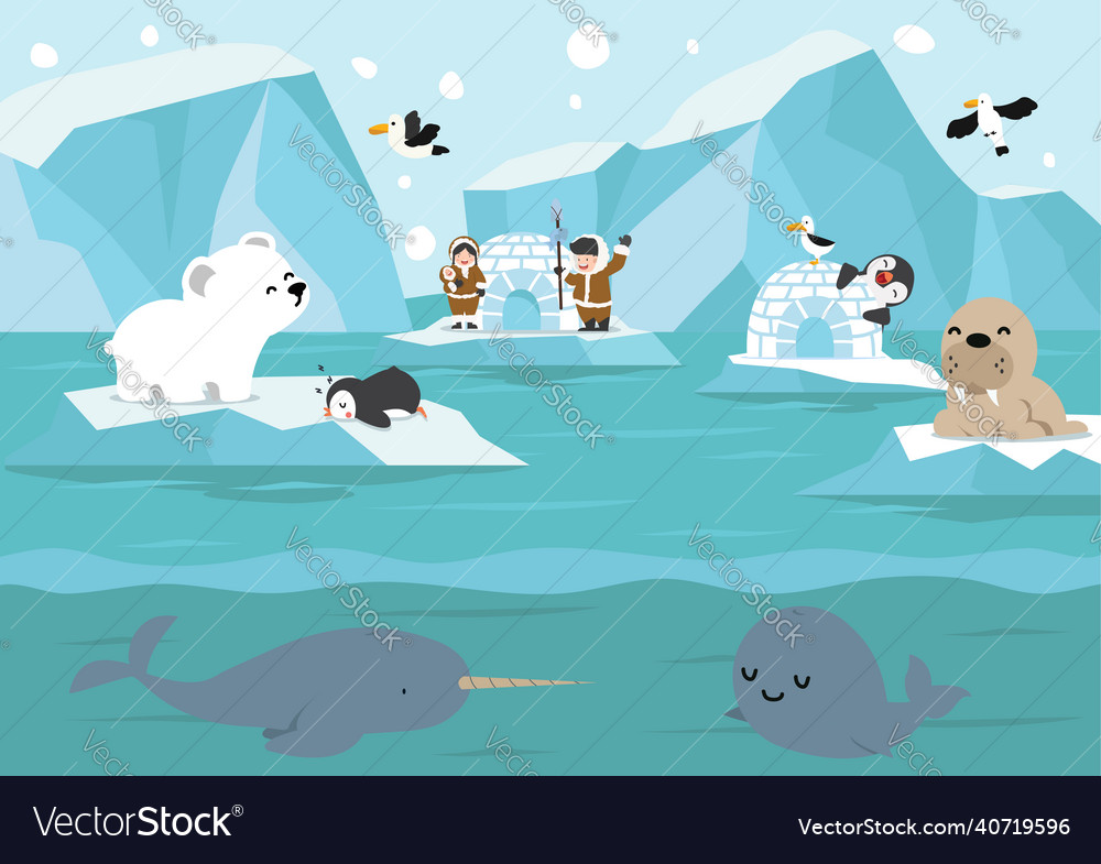 North pole arctic landscape on floating iceberg Vector Image