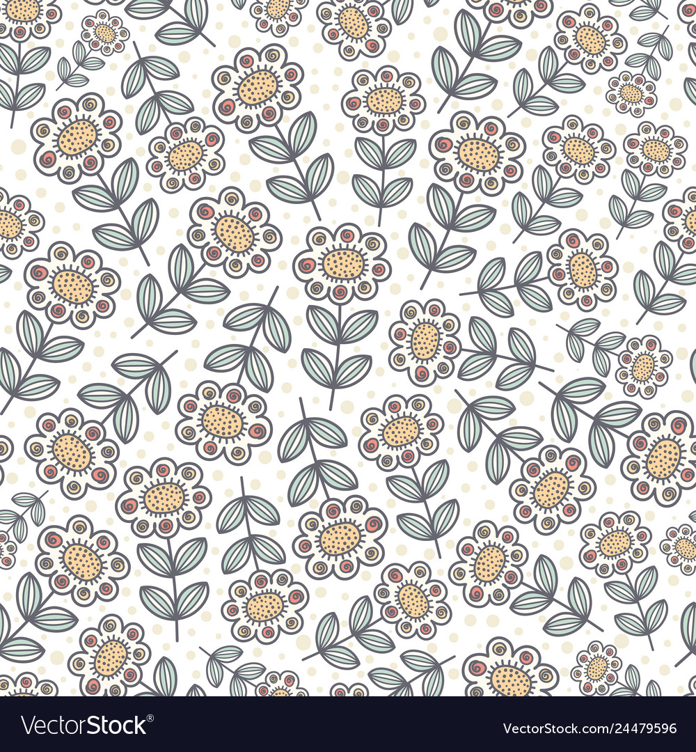 Ornamental sunflowers seamless pattern