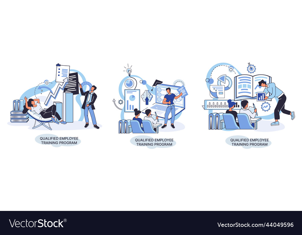 Qualified employee training program refresher Vector Image