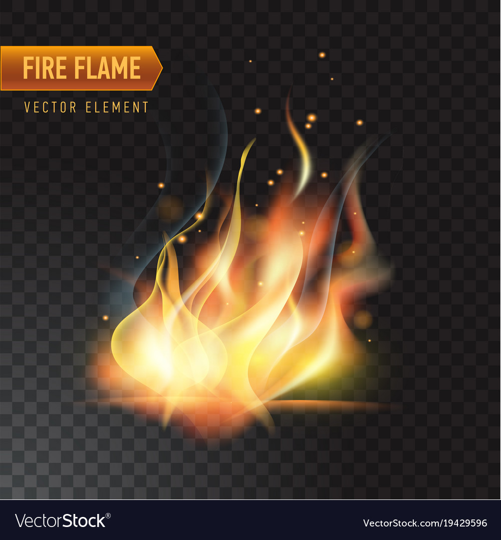 Realistic burning fire flame effect Royalty Free Vector