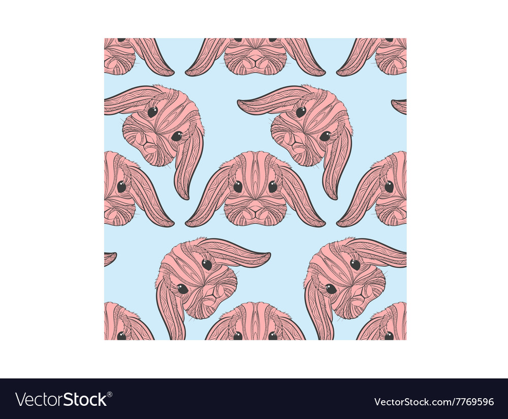 Seamless pattern rabbit coloring outlines in boho