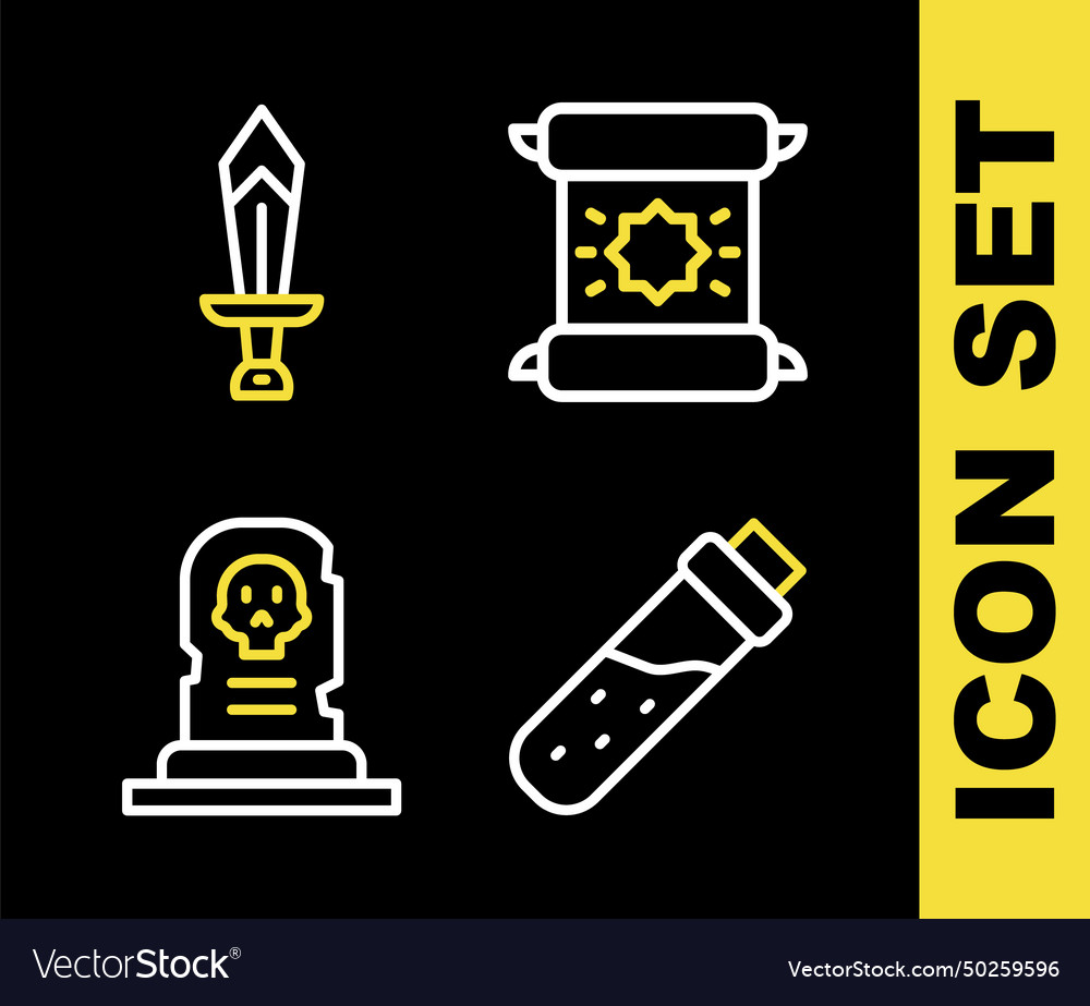 Set line decree parchment scroll bottle Vector Image Set line decree parchment scroll bottle
