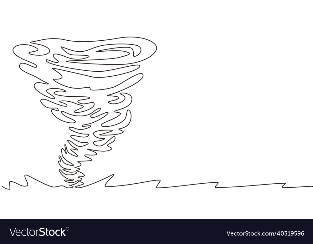 Single continuous line drawing tornado of water Vector Image