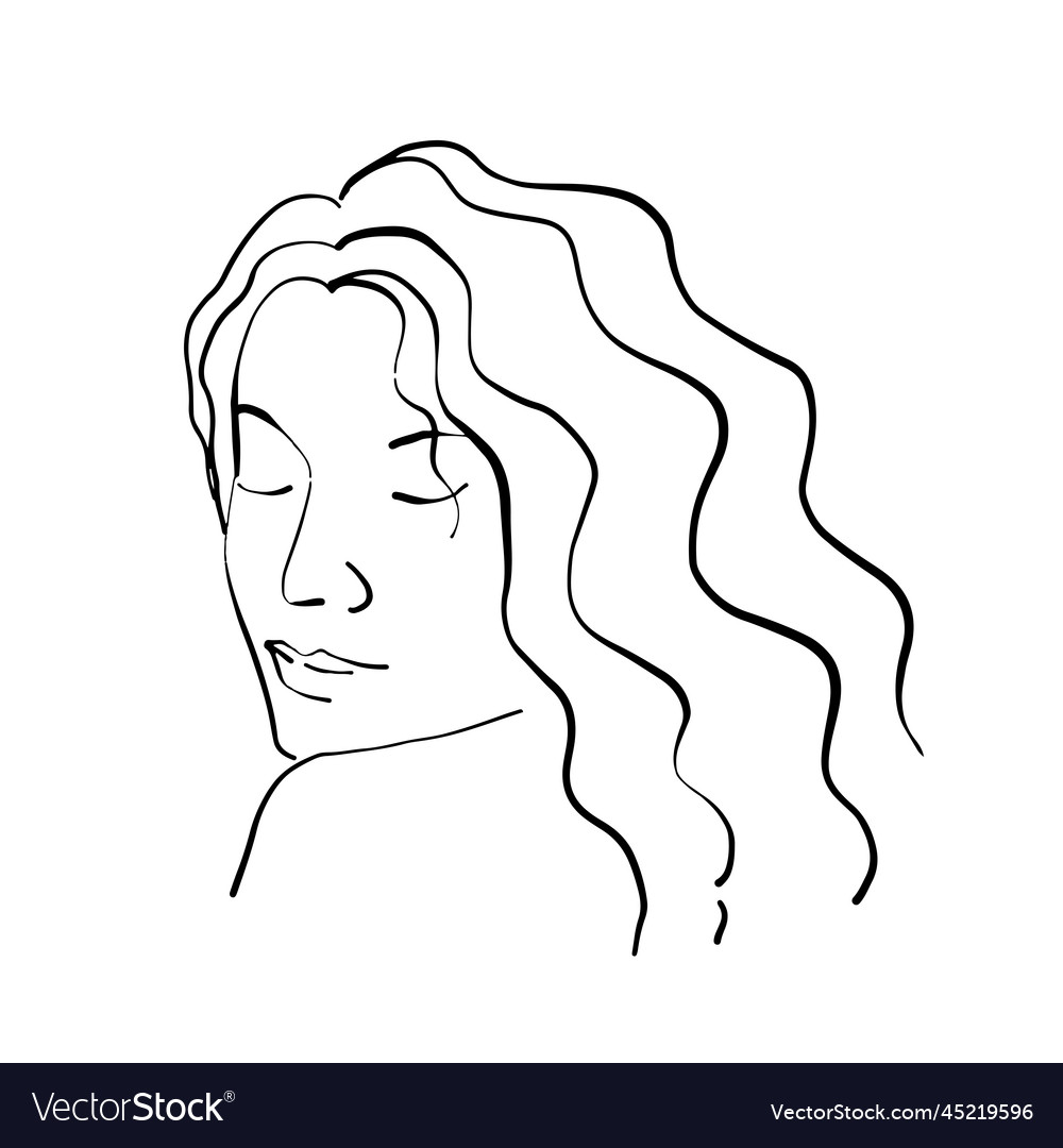 Woman face line drawing and modern abstract Vector Image