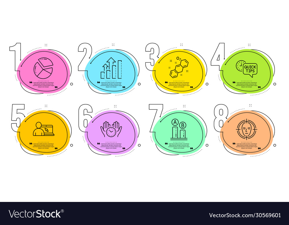 Ab testing safe time and quick tips icons set vector image Ab testing safe time and quick tips icons set