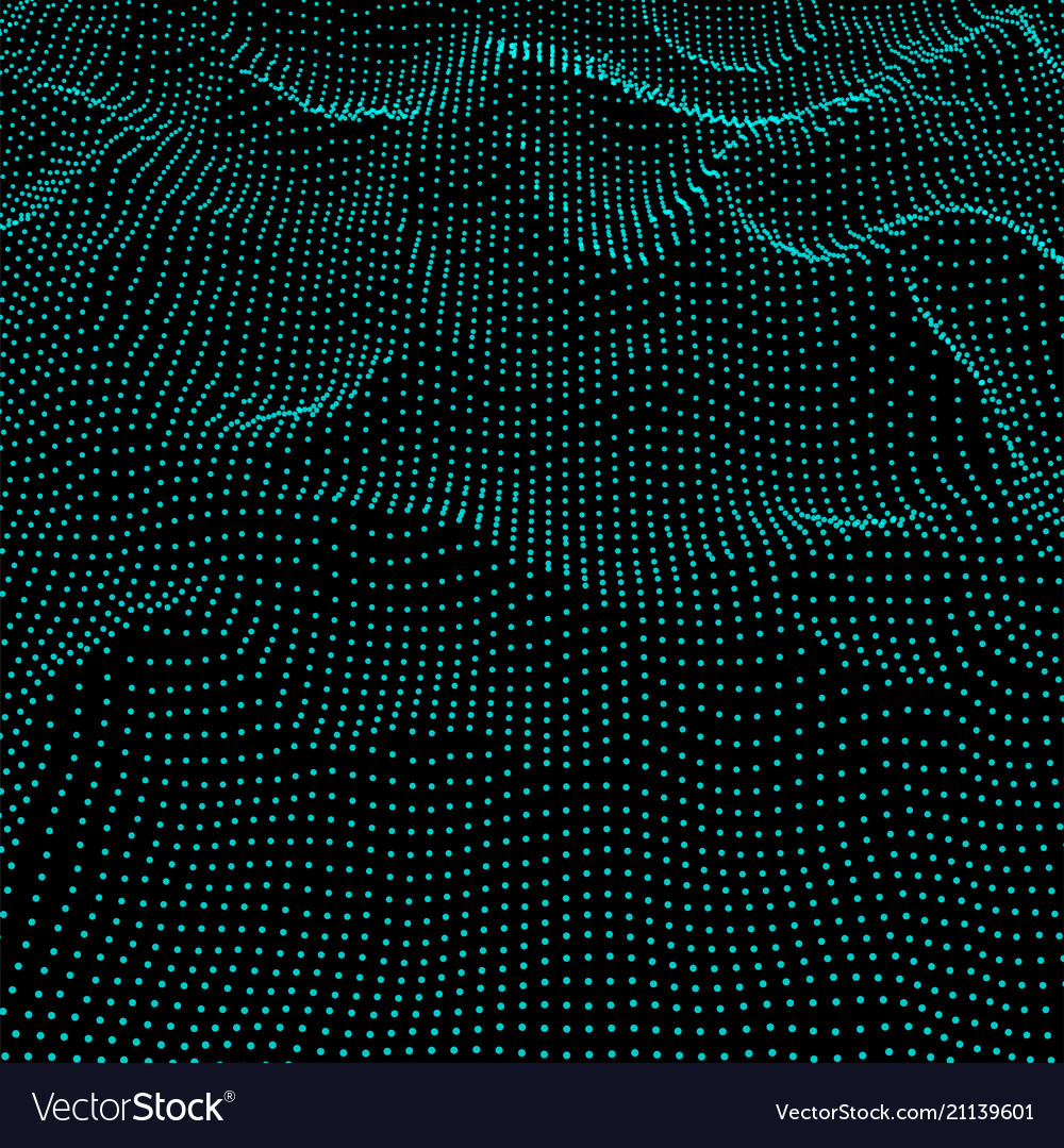 Abstract digital wave grid consist of particles vector image Abstract digital wave grid consist of particles