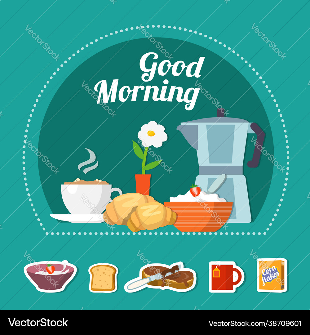 Breakfast flat concept Royalty Free Vector Image