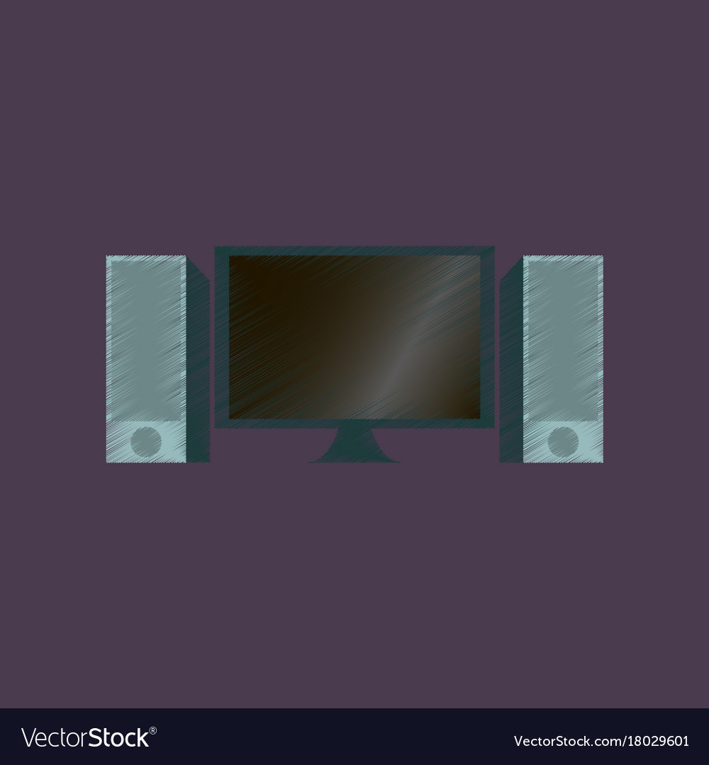 Flat shading style icon computer monitor