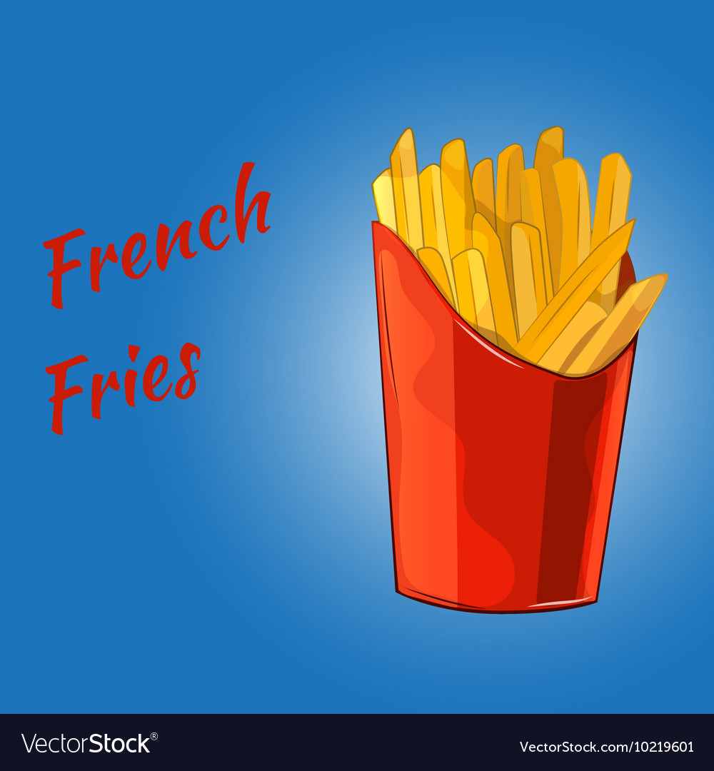 French fries on the blue background