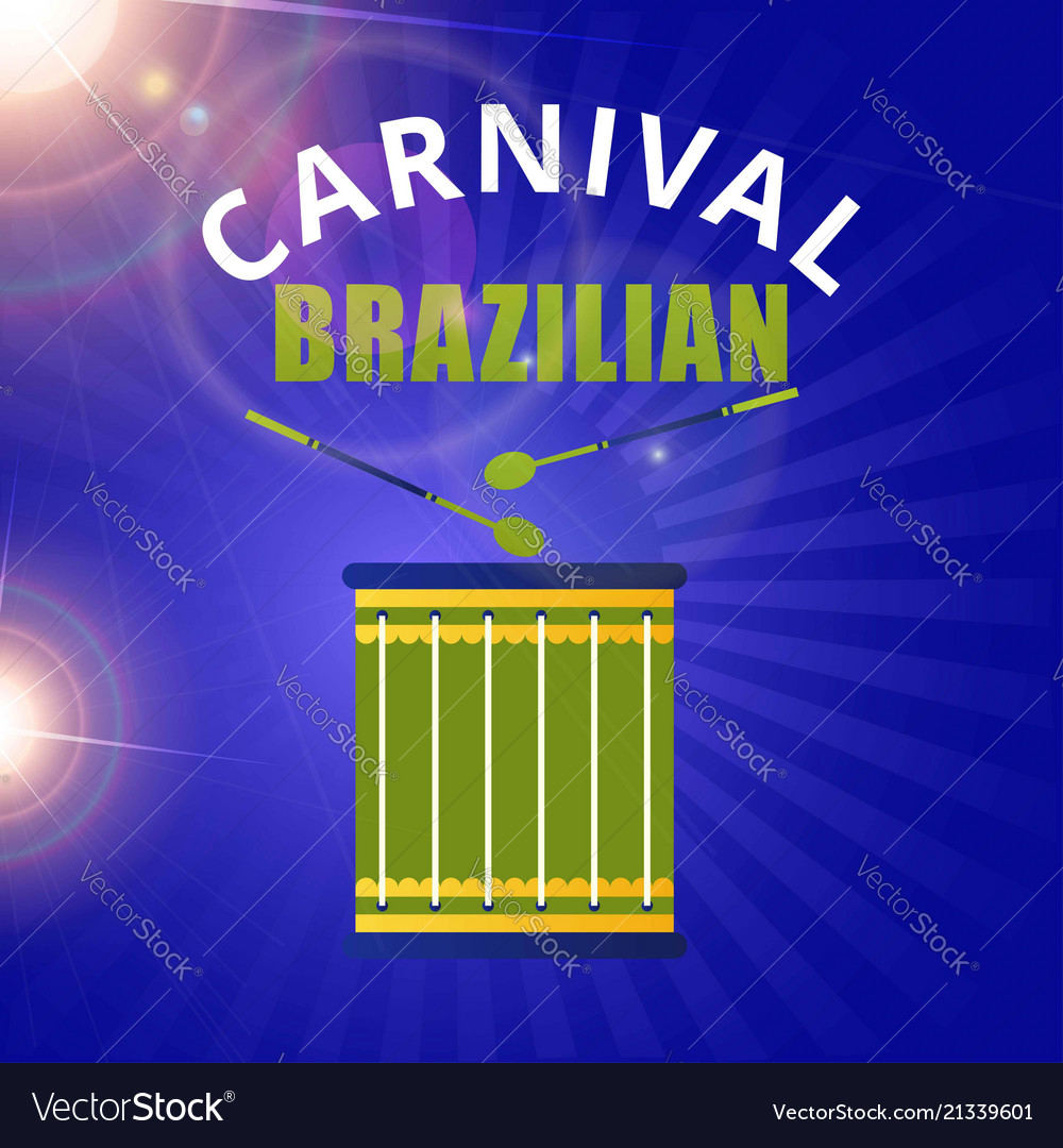 Happy brazilian carnival day green drum and white