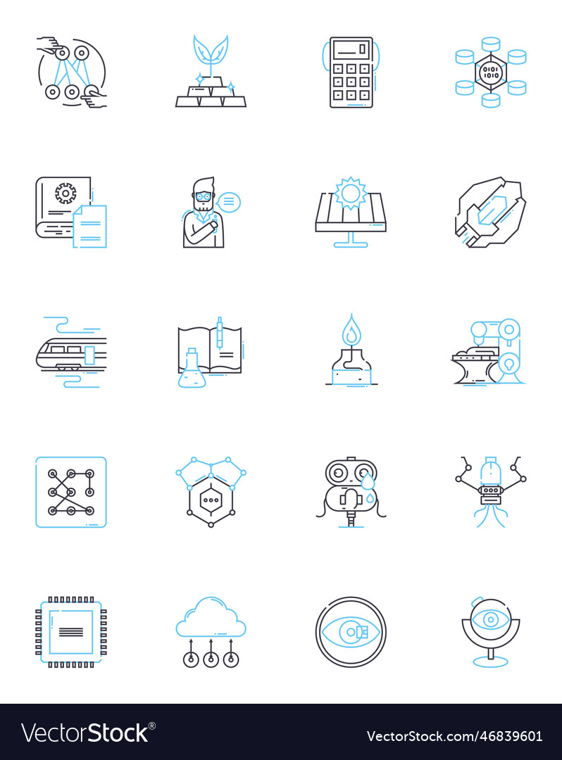 Intelligent automation linear icons set