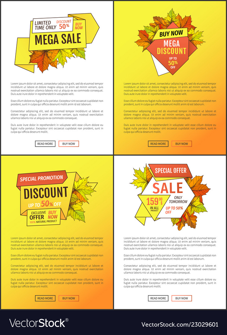 leaflets set limited time super offer autumn sale vector image discount leaflets