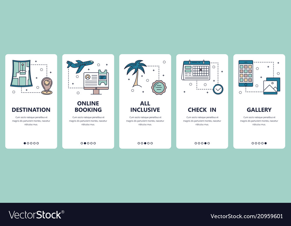 Line art web and mobile app template set vector image Line art web and mobile app template set