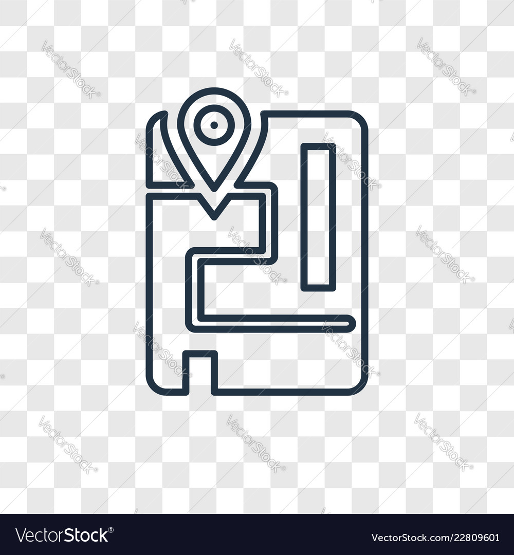Map concept linear icon isolated on transparent vector image Map concept linear icon isolated on transparent