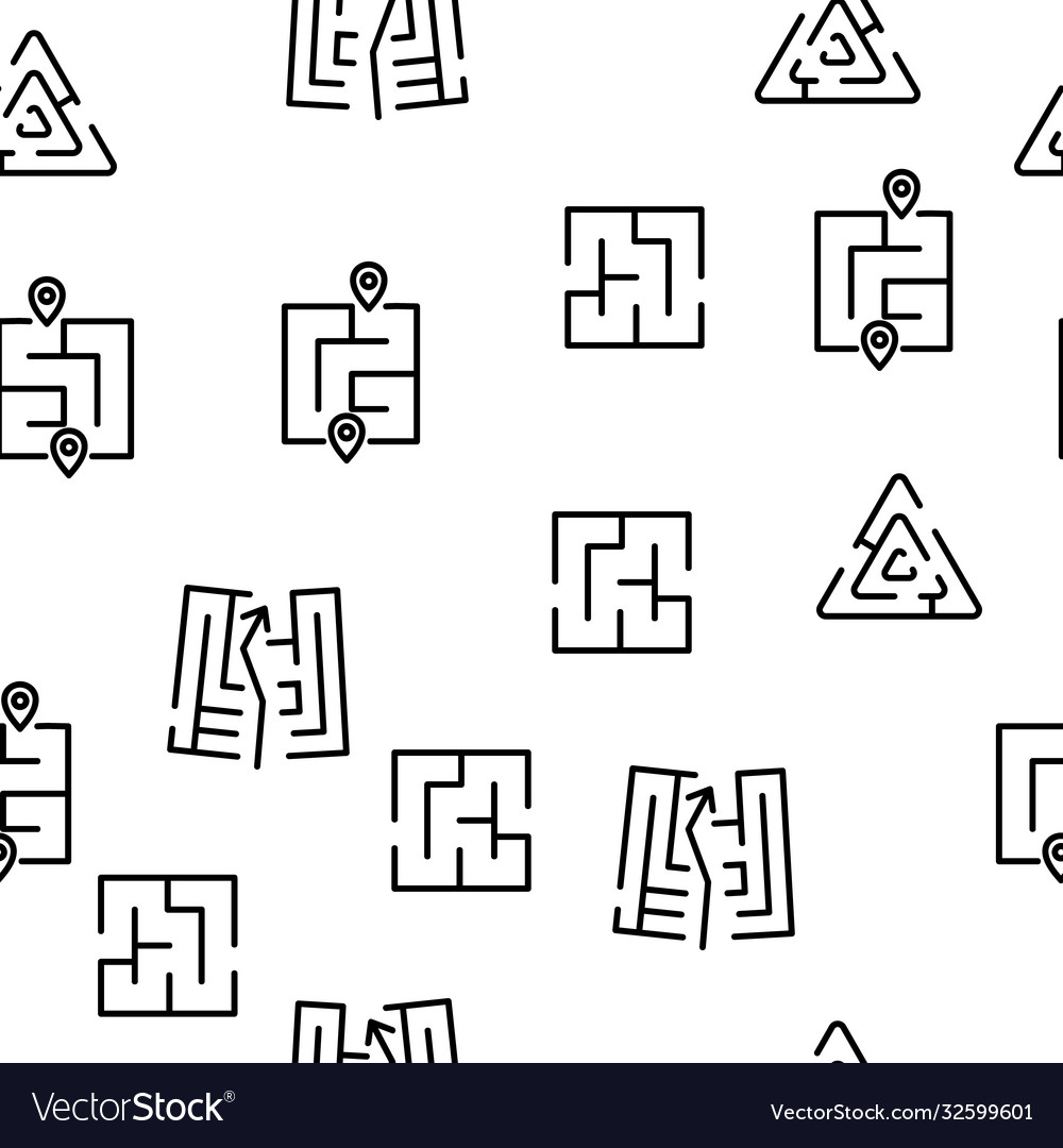 Maze puzzle different seamless pattern Vector Image Maze puzzle different seamless pattern