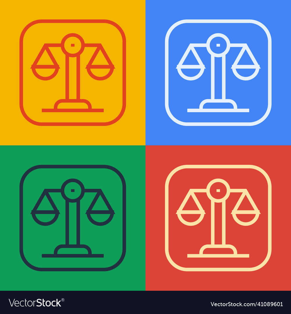 Pop Art Line Scales Of Justice Icon Isolated Vector Image