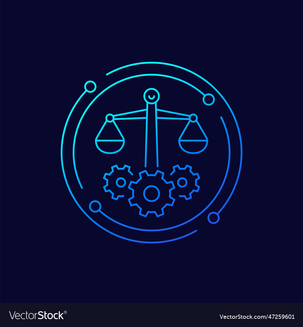 Risk management line icon with scales Royalty Free Vector