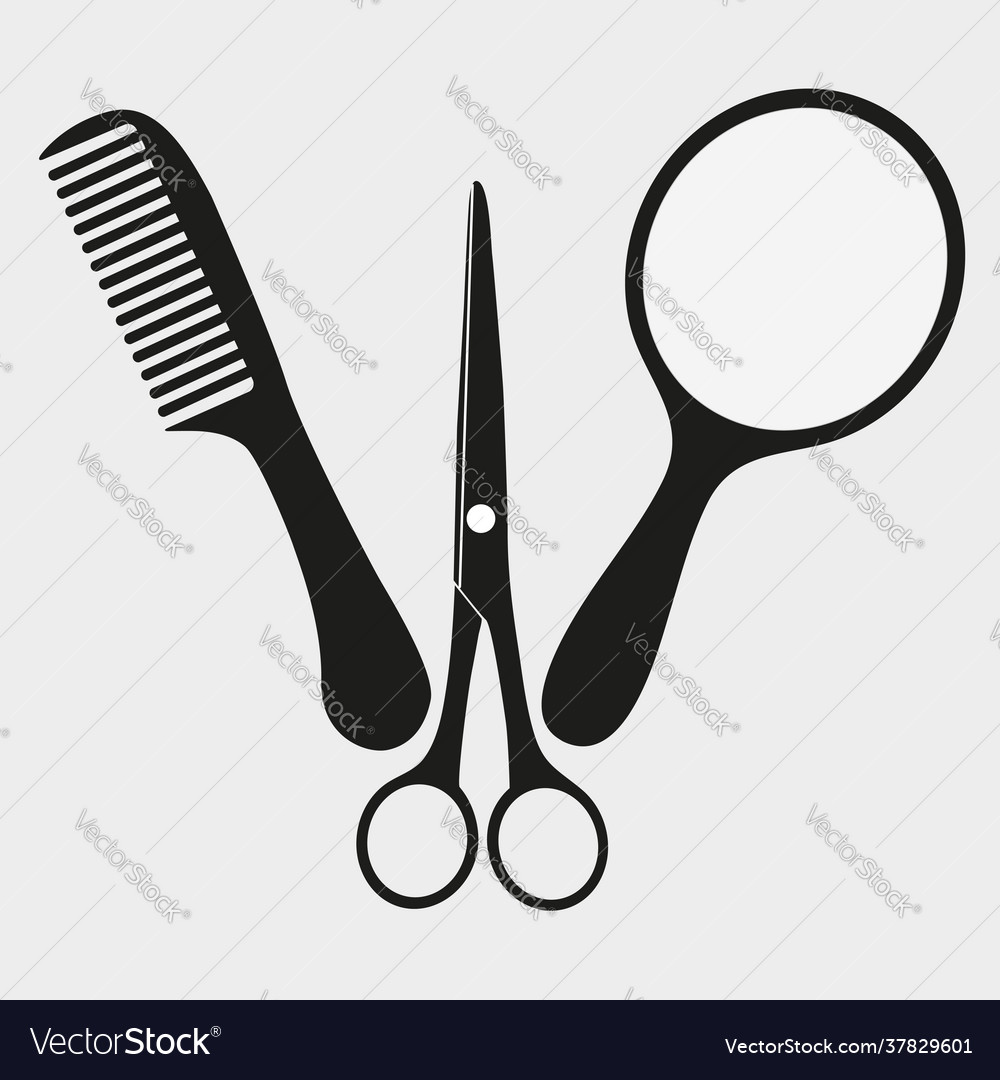 Scissors comb and mirror