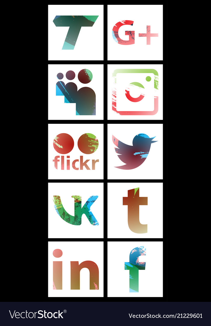 Set of social networking icons web design flat Vector Image Set of social networking icons web design flat