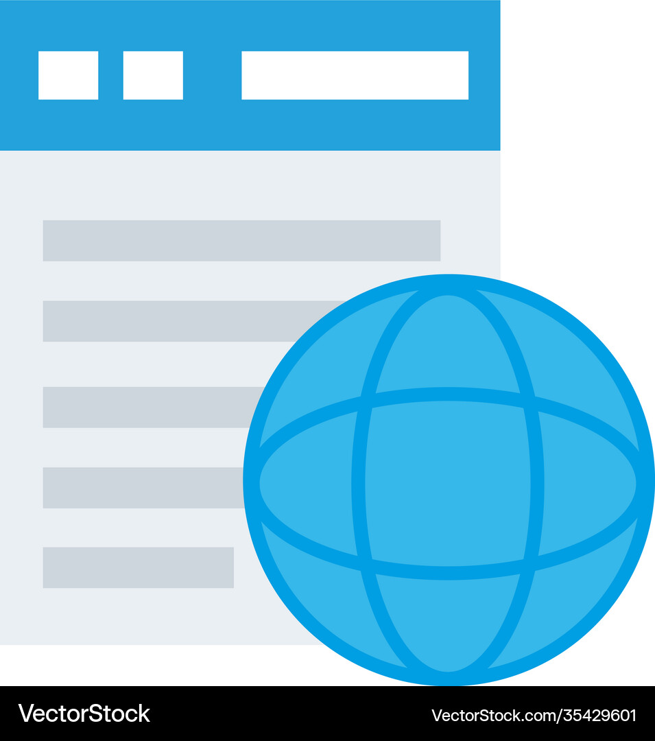 Webpage template with sphere browser flat style Vector Image