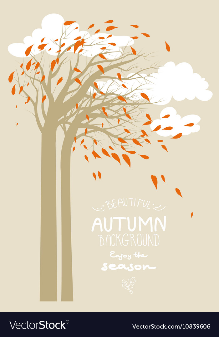 Autumn Trees and Clouds Background