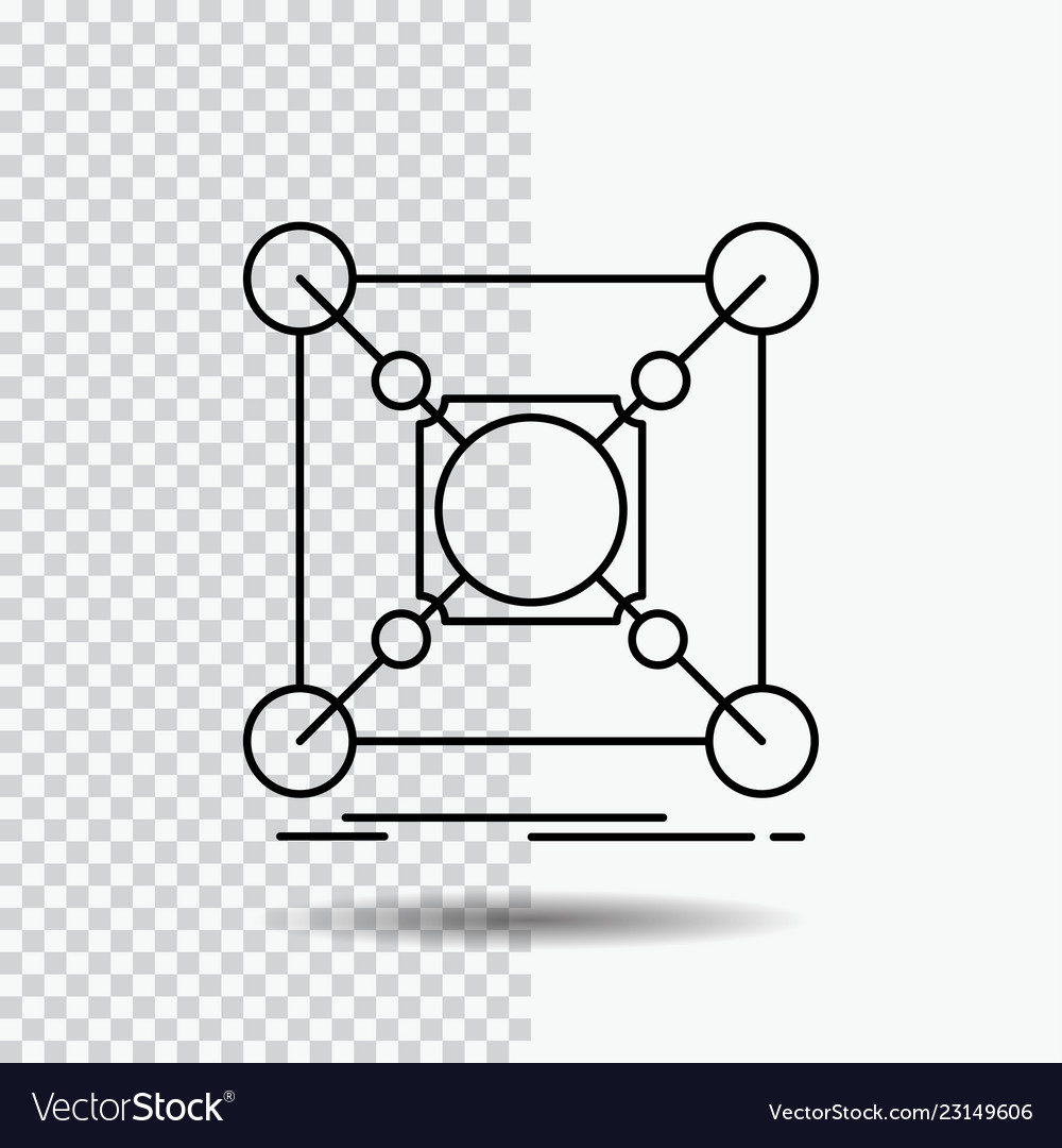 Base center connection data hub line icon vector image Base center connection data hub line icon