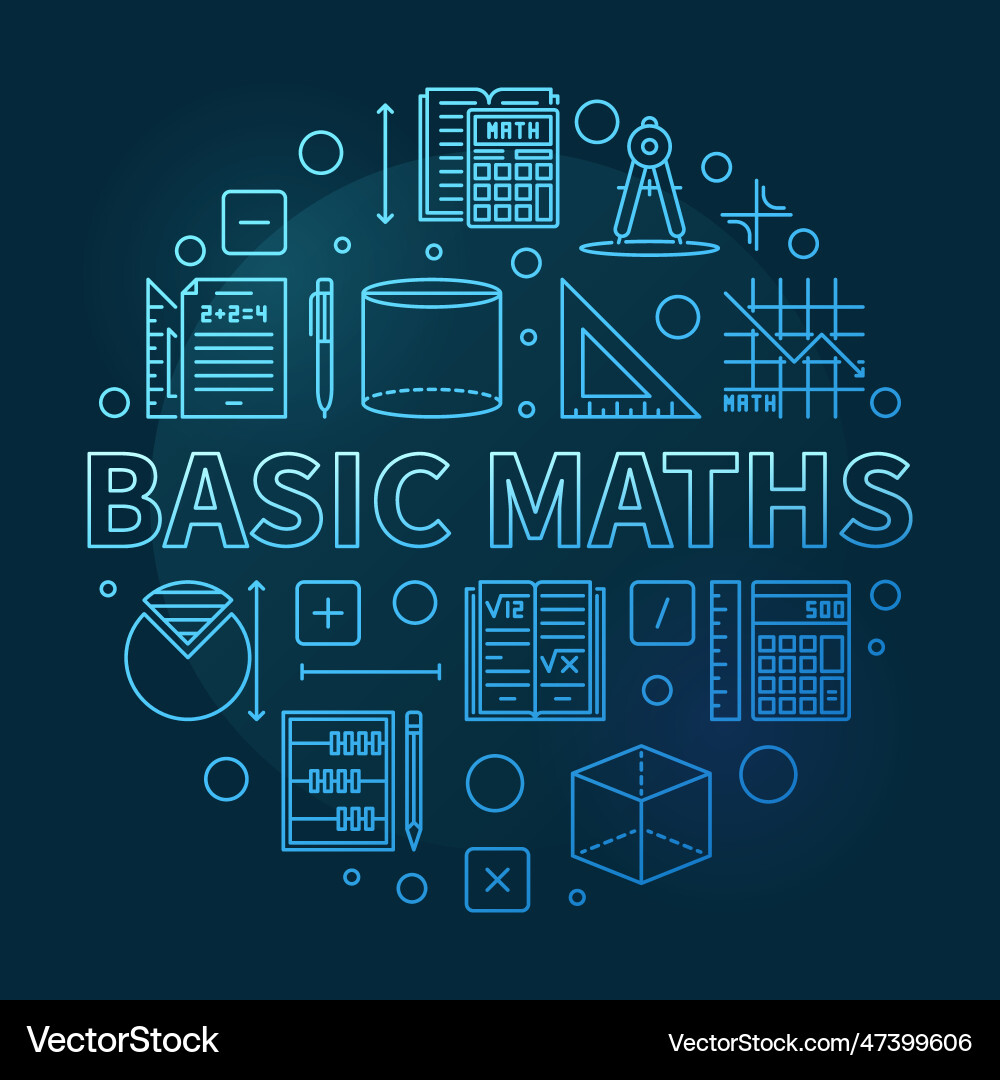 Basic maths concept thin line circular blue Vector Image
