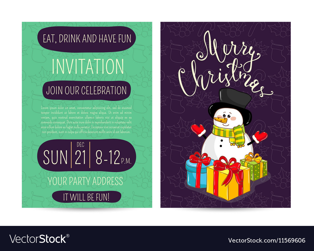 Bright Cartoon Invitation On Christmas Fun Party Vector Image