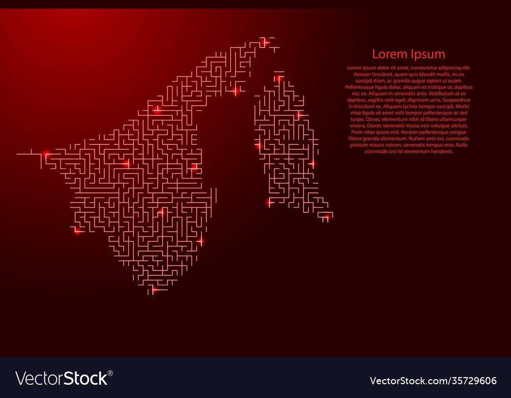 Brunei map from red pattern maze grid vector image Brunei map from red pattern maze grid