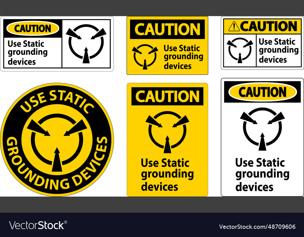 Caution sign use static grounding devices vector image Caution sign use static grounding devices