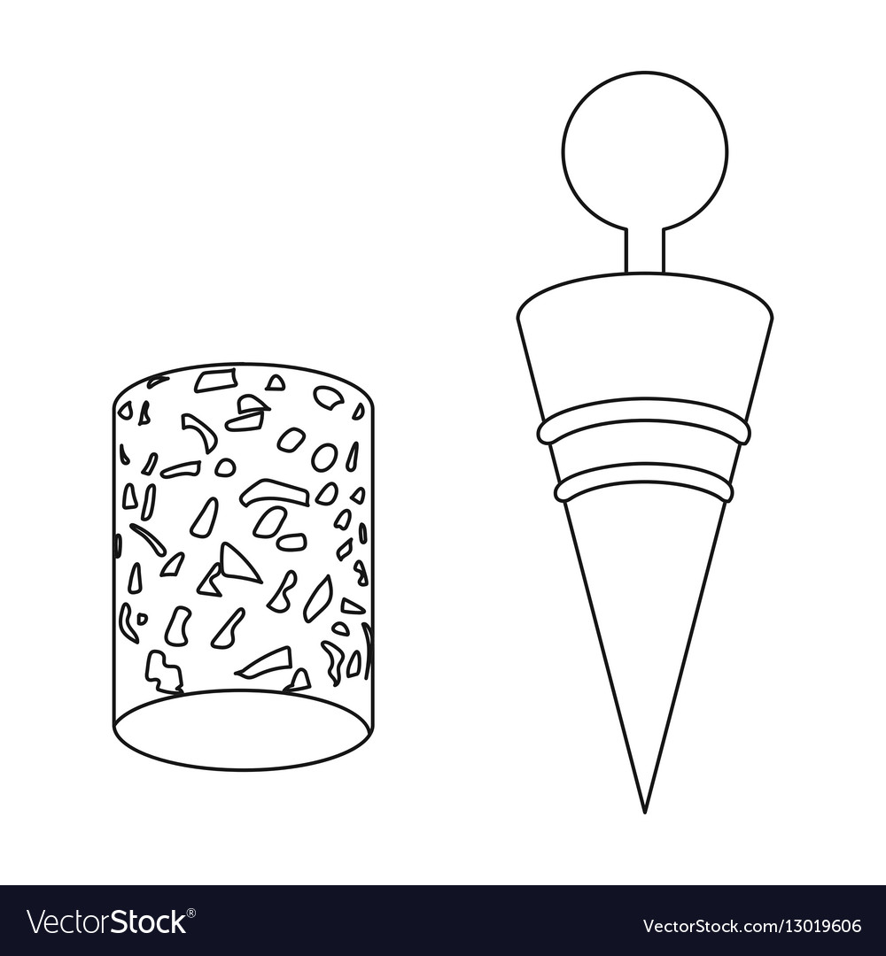 Corkscrew and cork icon in outline style isolated