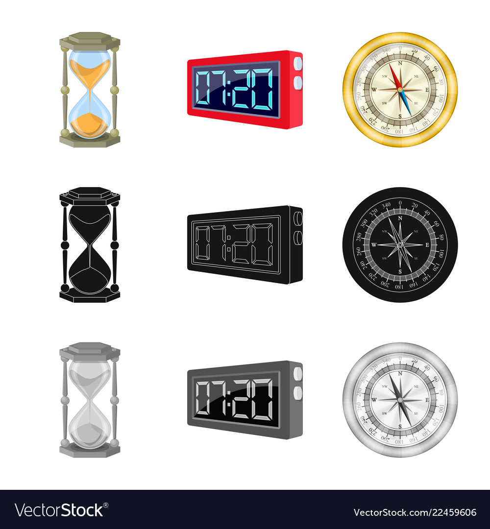 Design of clock and time sign set Vector Image Design of clock and time sign set