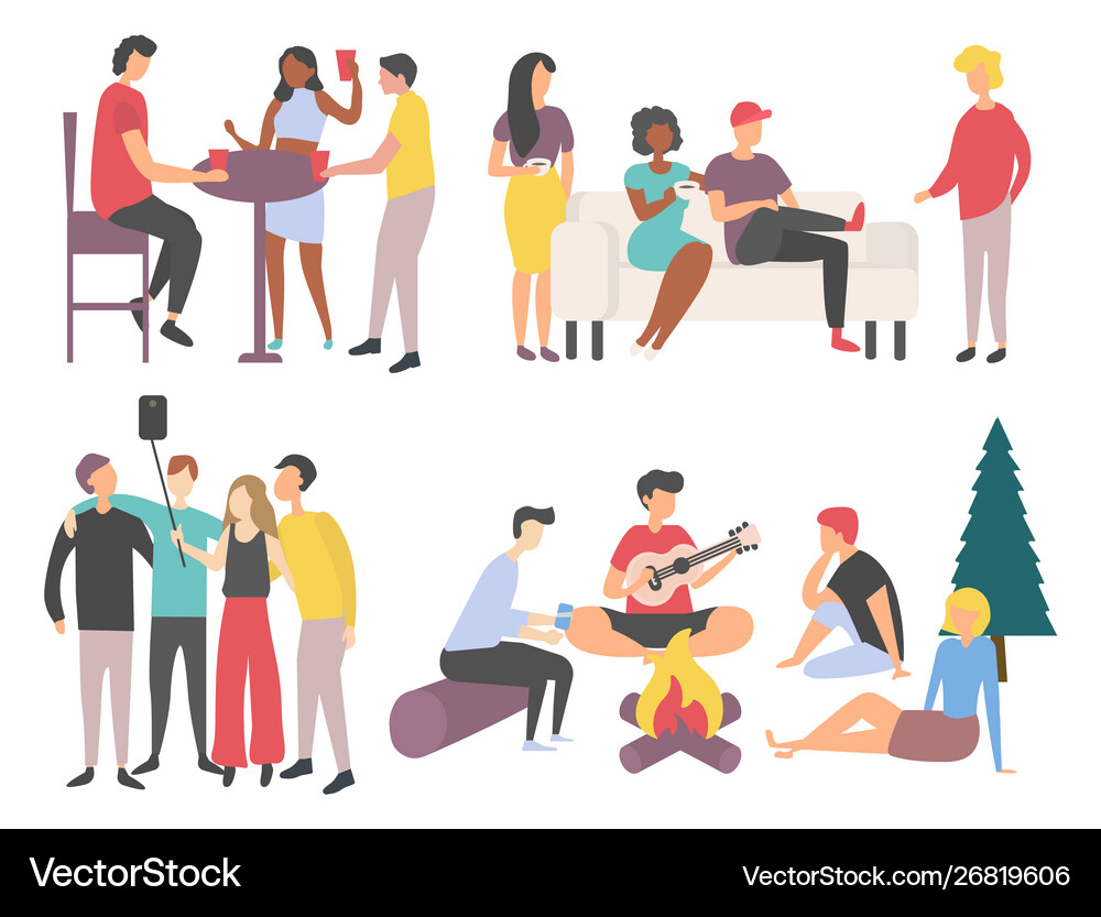 Friends Relaxing Together Royalty Free Vector Image