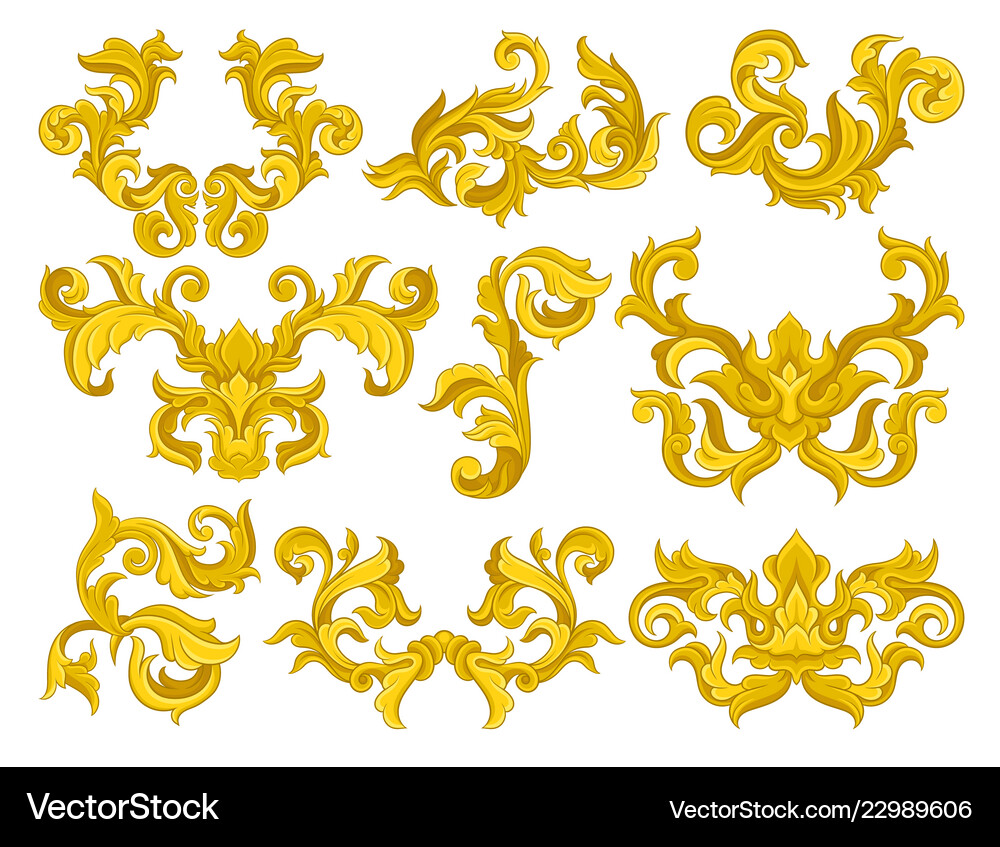 Golden Baroque Ornaments Royalty Free Vector Image