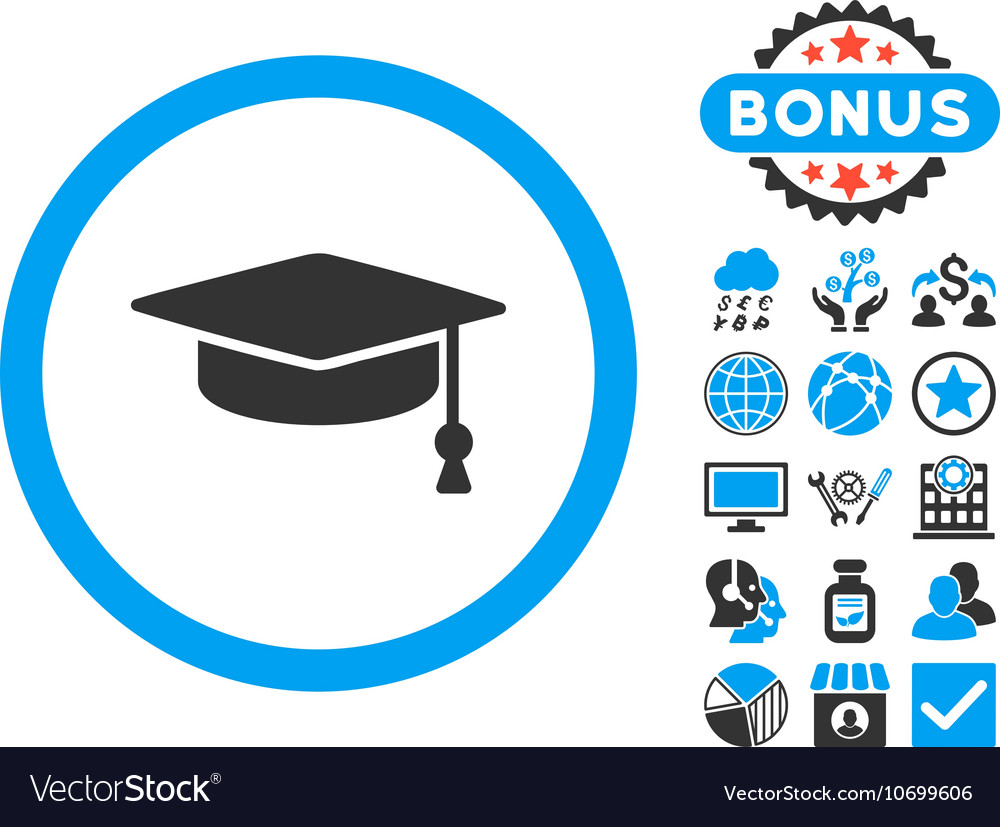 Graduation cap flat icon with bonus