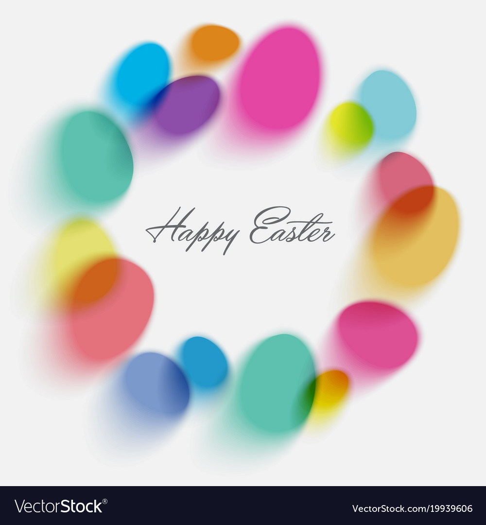 Happy easter card poster color eggs blur