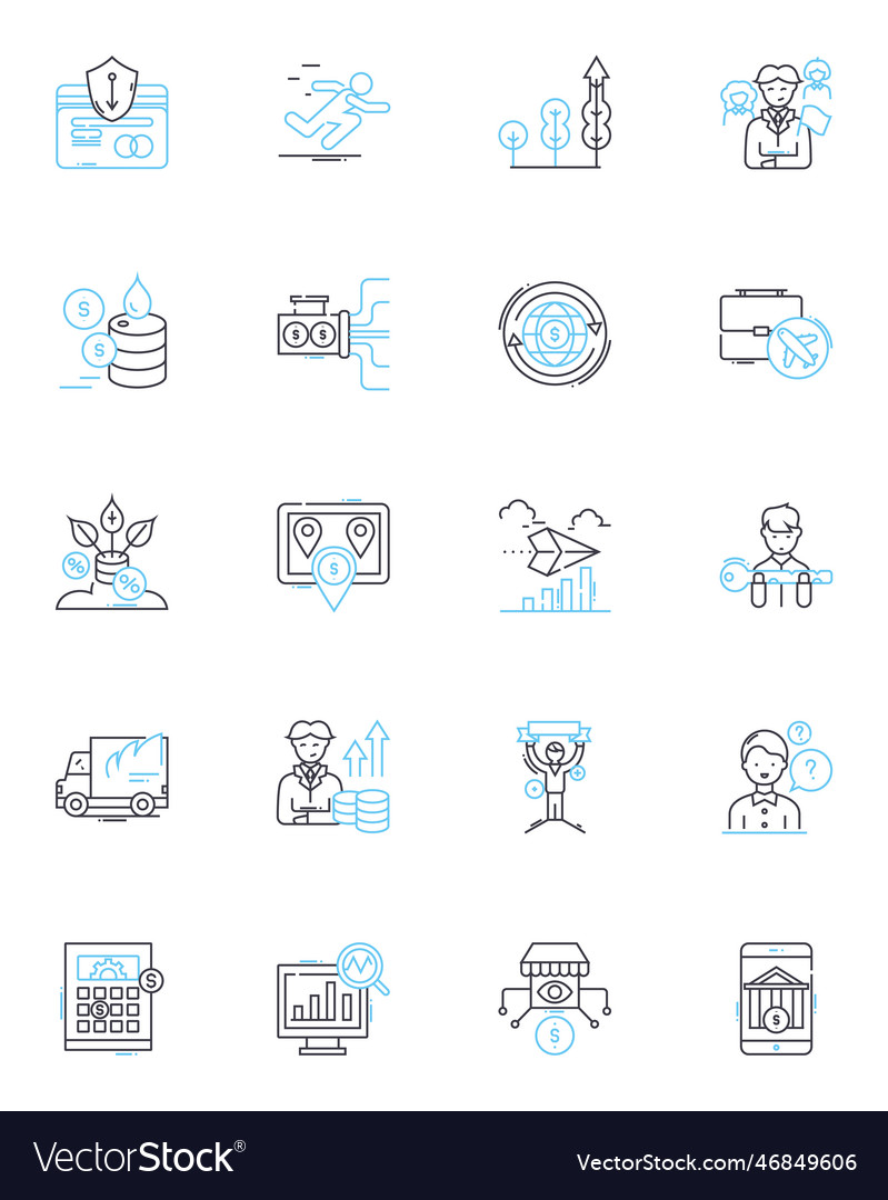 Internet communication linear icons set online vector image Internet communication linear icons set online