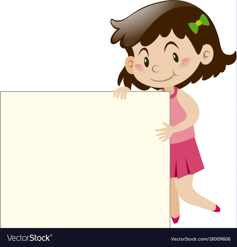 Little girl in pink holding sign Royalty Free Vector Image