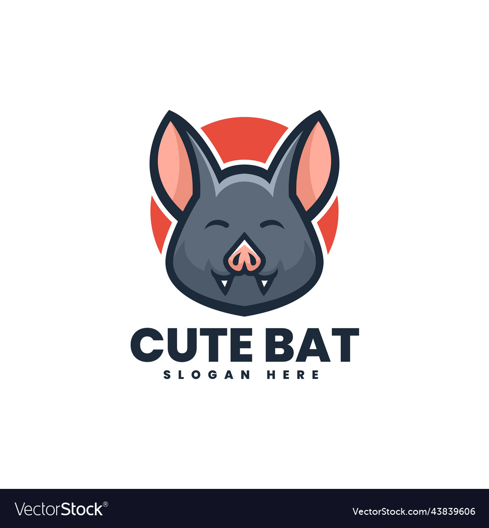 Logo cute bat gradient colorful style Royalty Free Vector