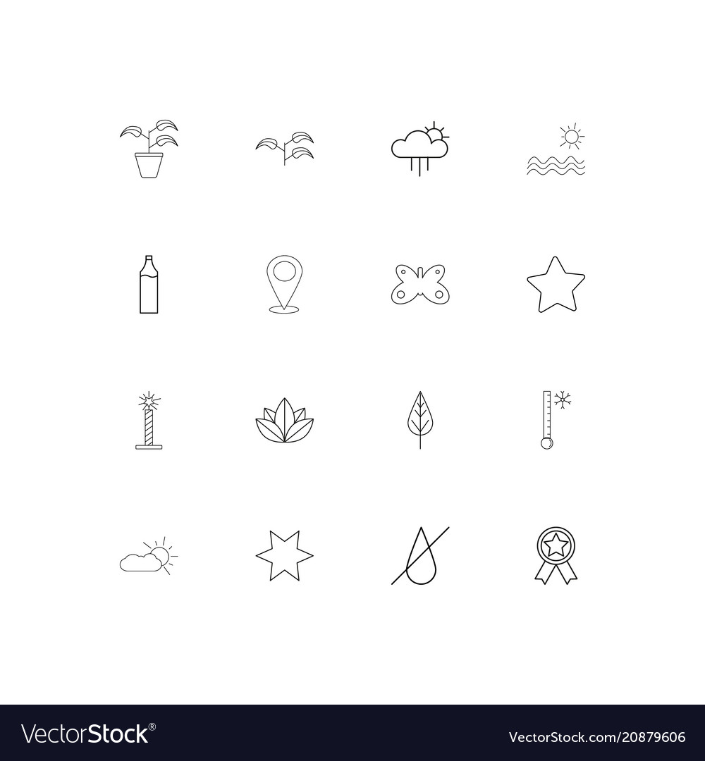 Nature linear thin icons set outlined simple