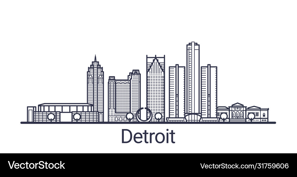 Outline detroit banner Royalty Free Vector Image