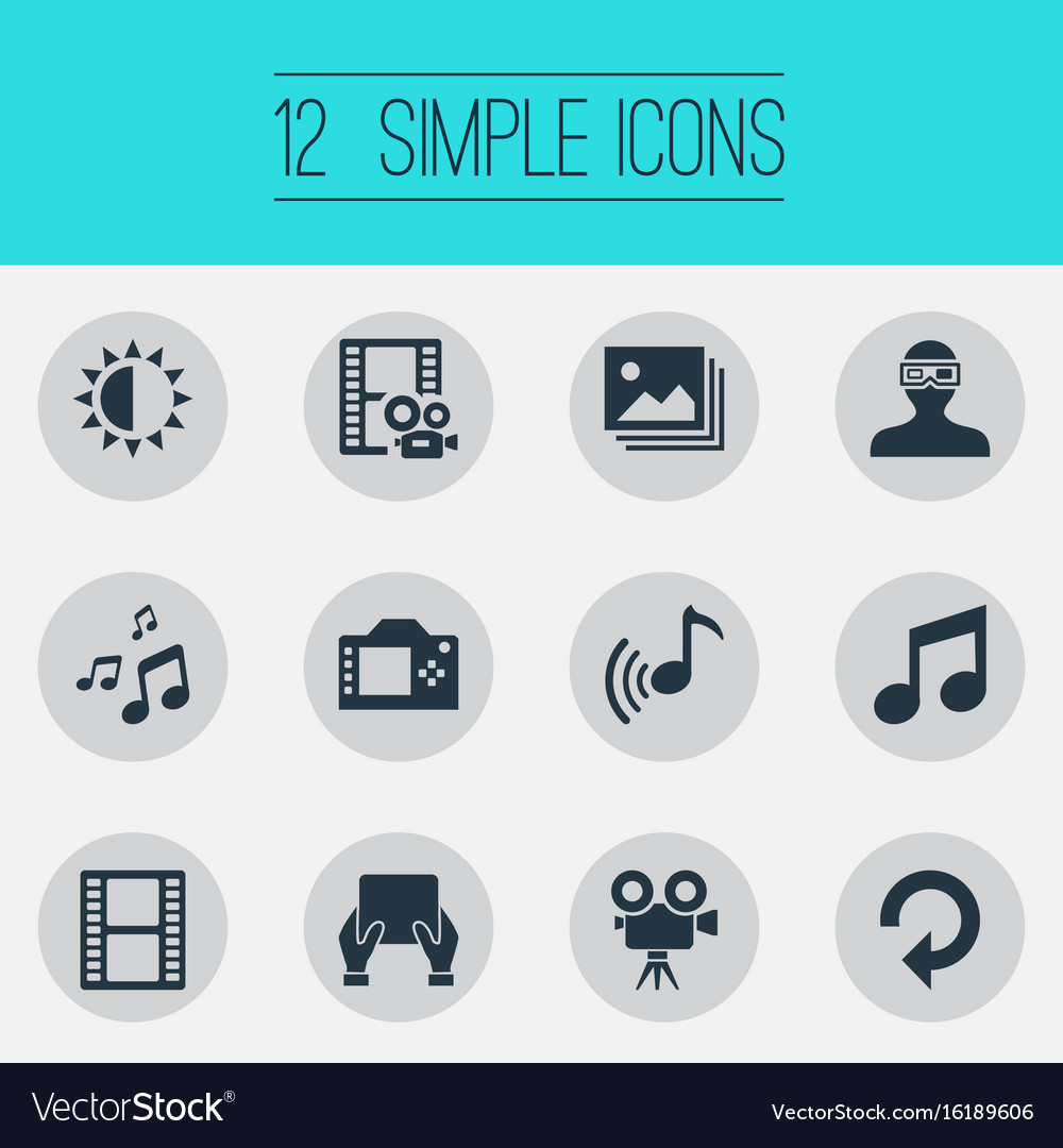 Set of simple multimedia icons