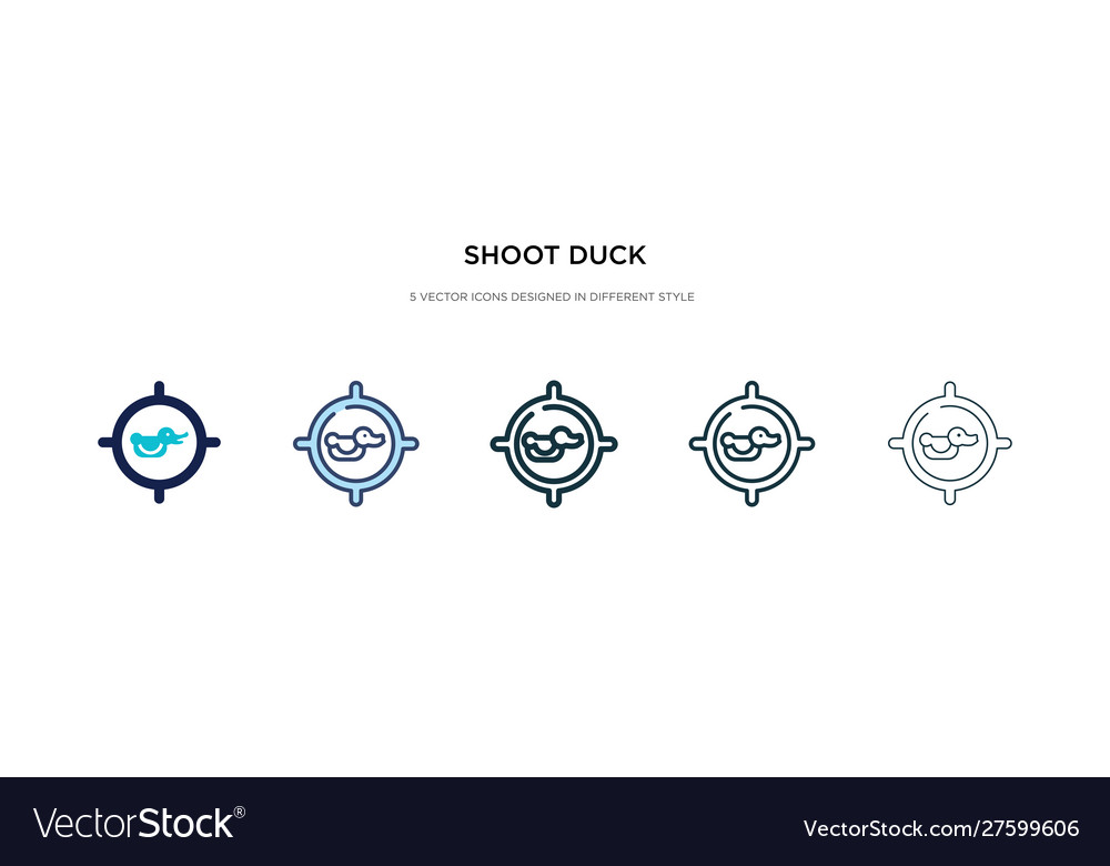 Shoot duck icon in different style two colored