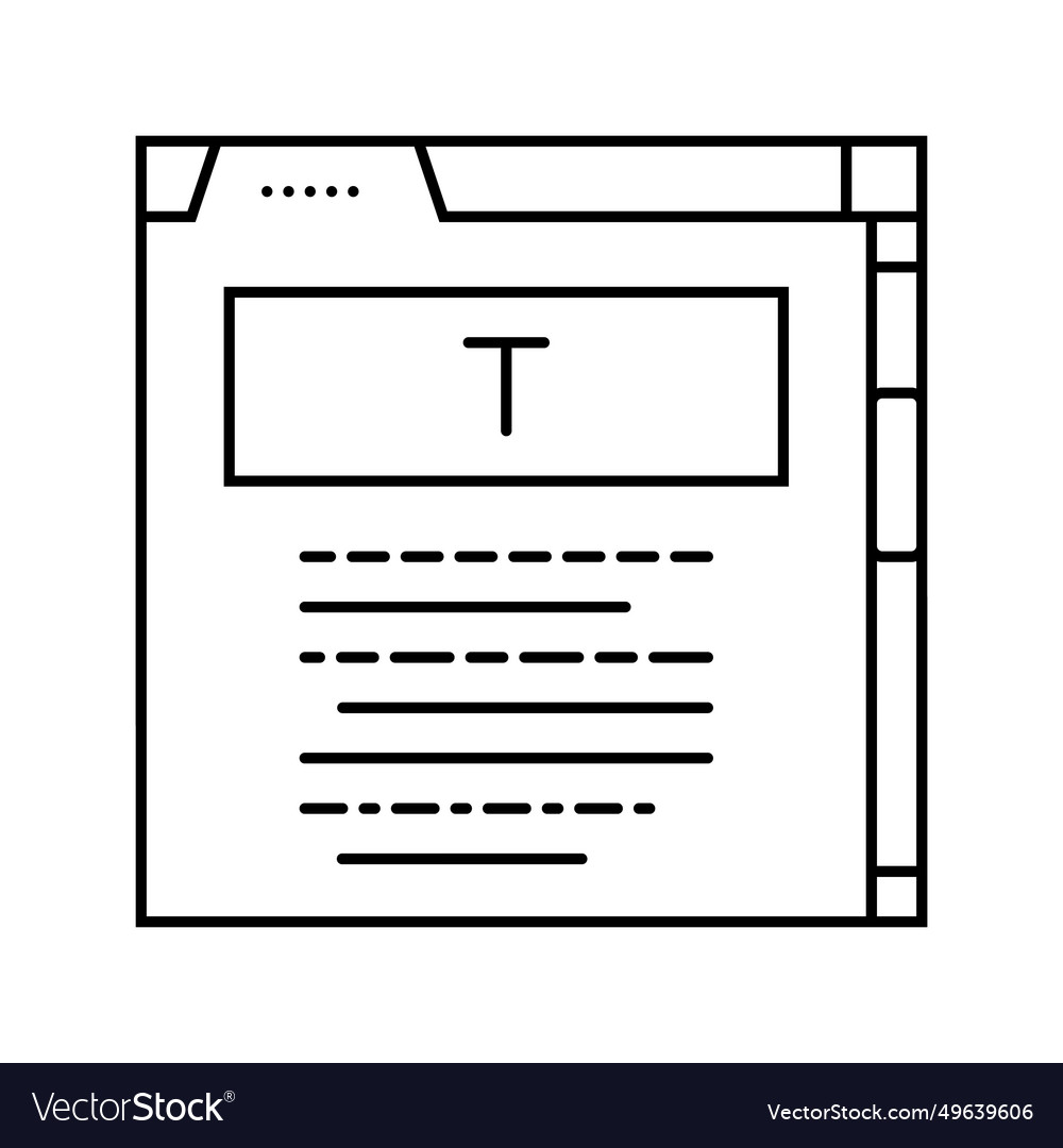 User interface text technical writer line icon vector image User interface text technical writer line icon