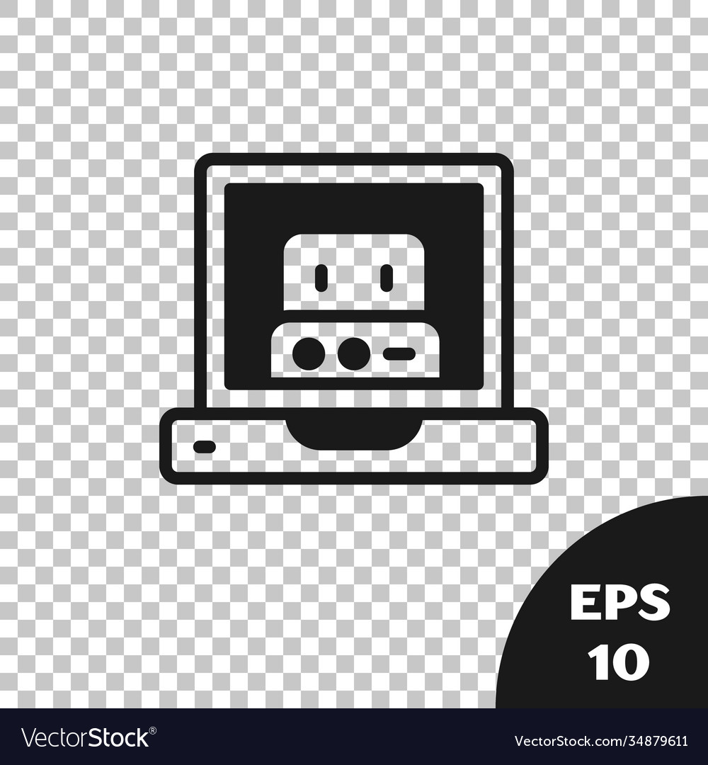 Black creating robot icon isolated on transparent vector image Black creating robot icon isolated on transparent