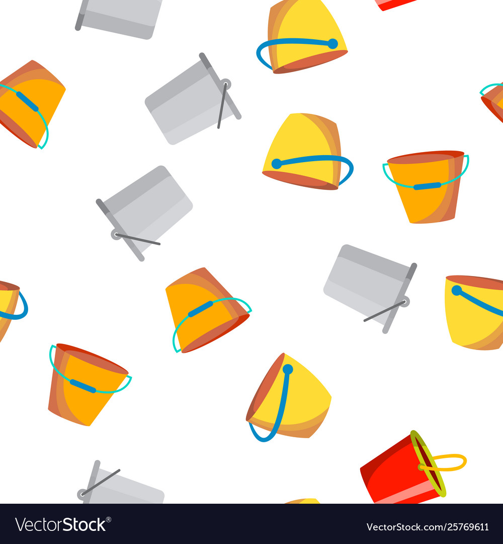 Buckets pails seamless pattern vector image Buckets pails seamless pattern