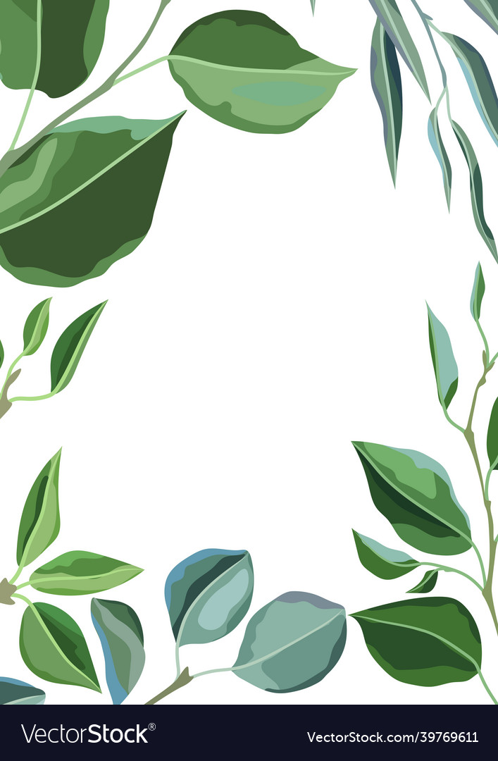 Card or background with branches and green leaves