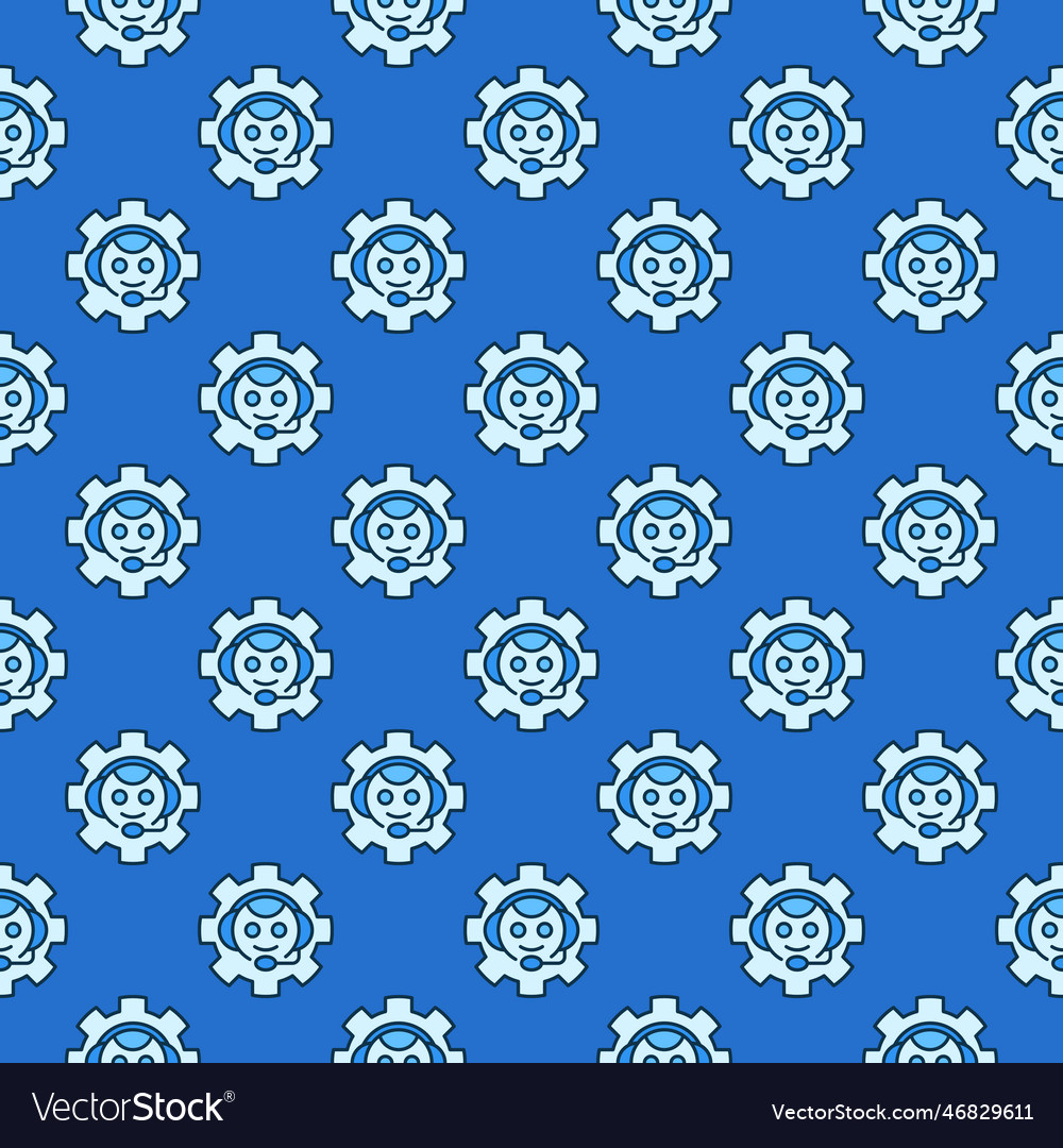 Chatbot in gear bot settings colored seamless vector image Chatbot in gear bot settings colored seamless