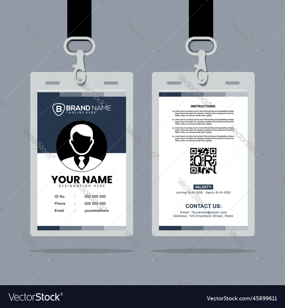 Clean and simple id card design template vector image Clean and simple id card design template
