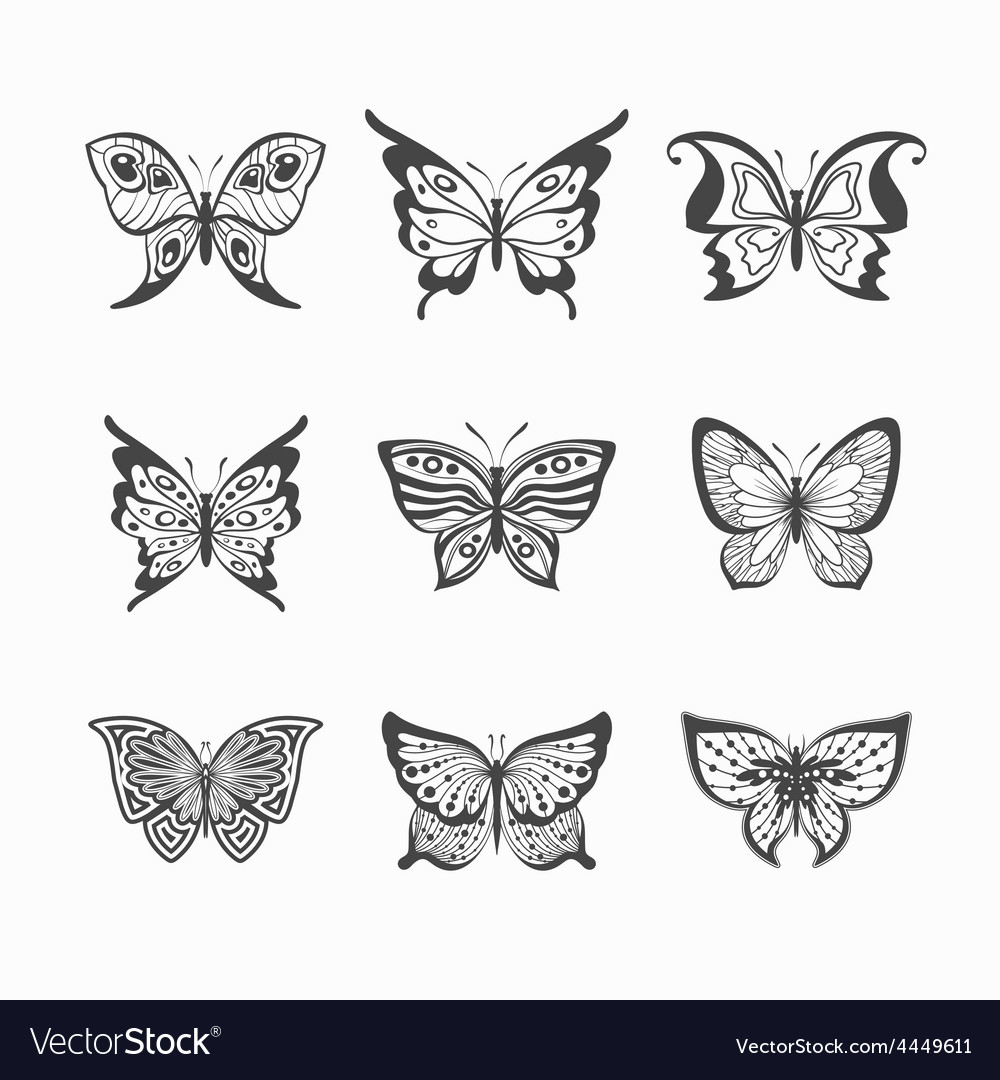 Collection of stylized butterflies